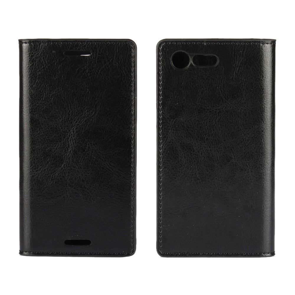 Sony Xperia X Compact Genuine Leather Wallet Case Black
