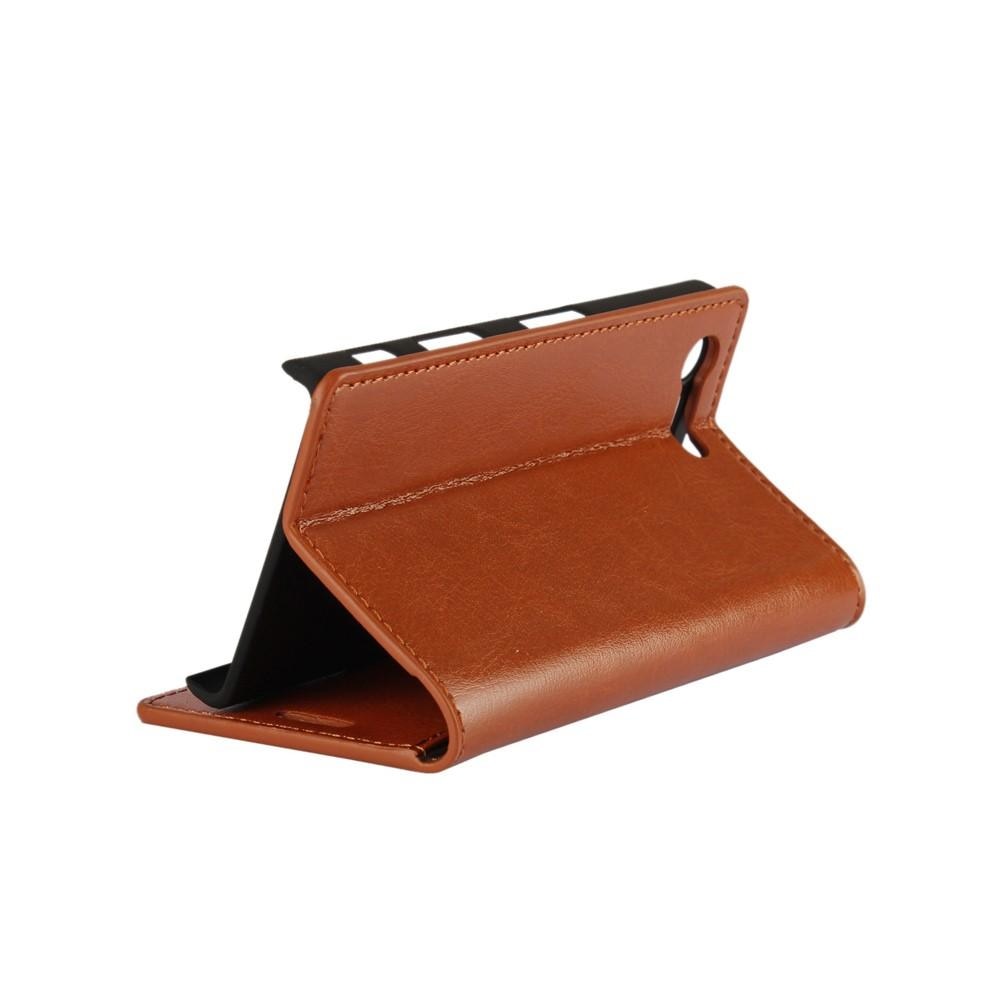 Sony Xperia X Compact Genuine Leather Wallet Case Brown