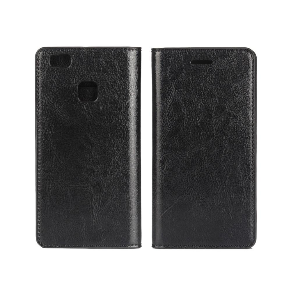 Huawei P9 Lite Genuine Leather Wallet Case Black