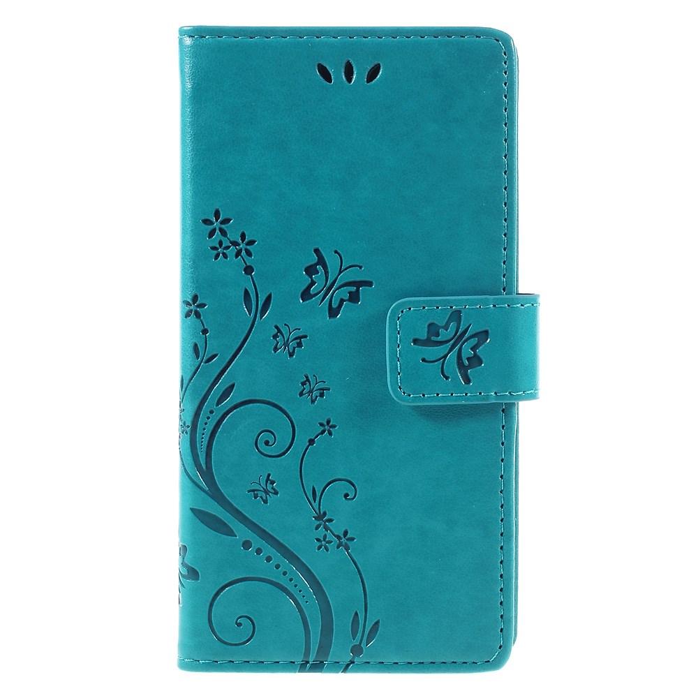 Huawei P9 Lite Leather Cover Imprinted Butterflies Blue