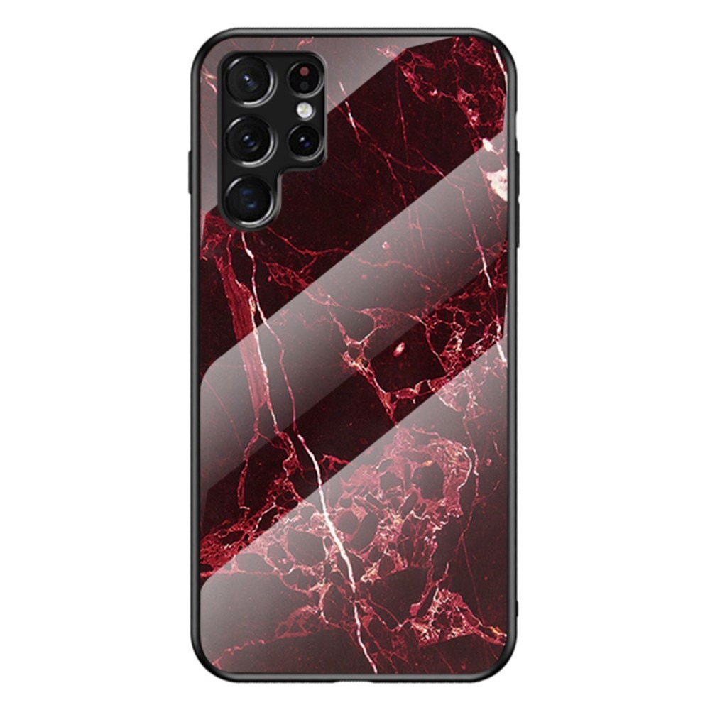 Samsung Galaxy S22 Ultra Tempered Glass Case Red Marble