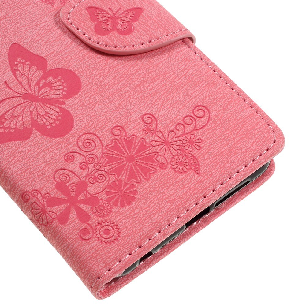 Huawei Honor 8 Leather Cover Imprinted Butterflies Pink