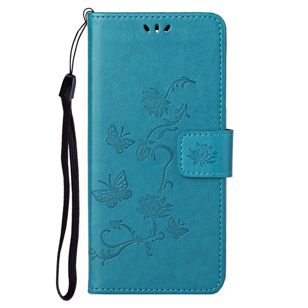 Motorola Moto G31/Moto G41 Leather Cover Imprinted Butterflies Blue