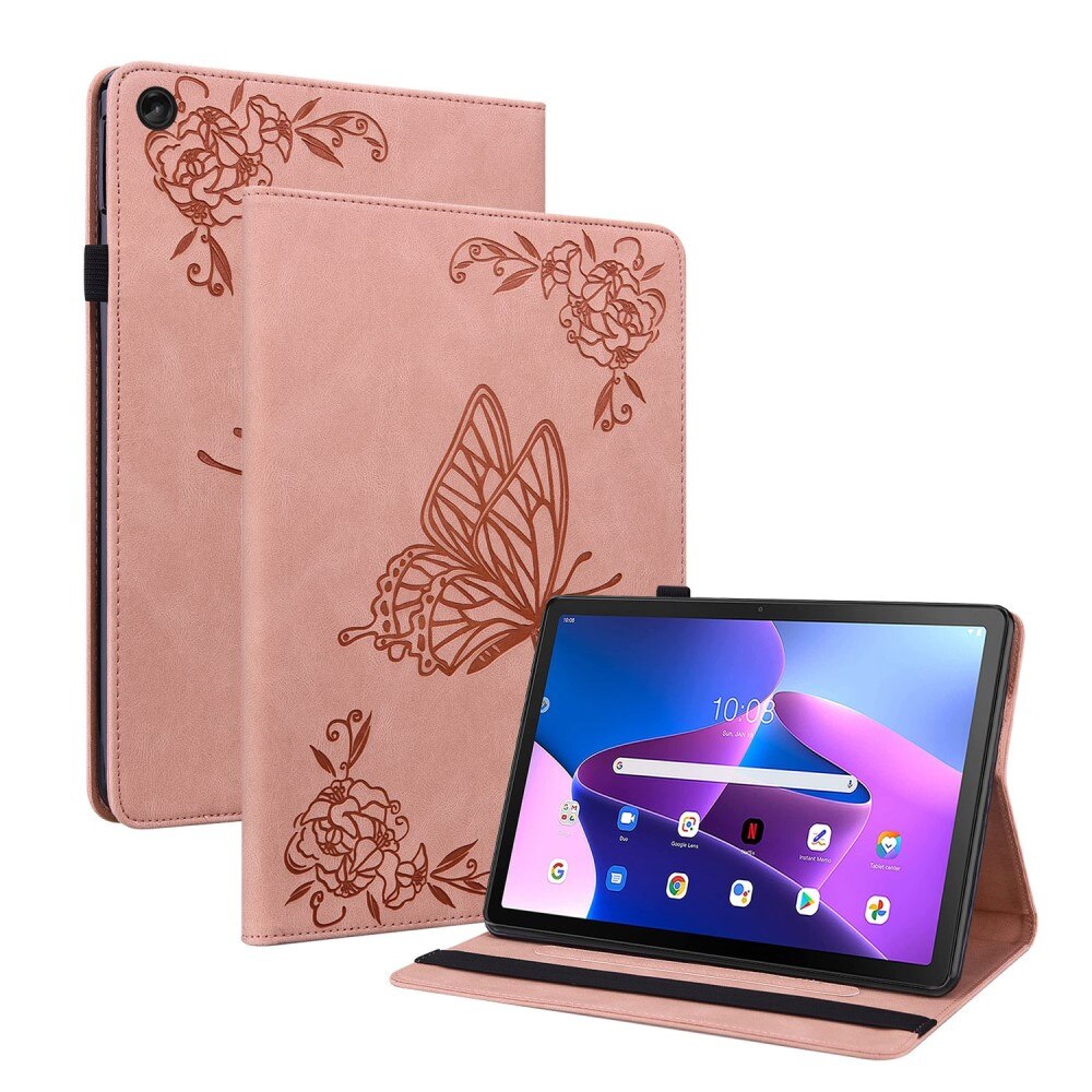  Lenovo Tab M10 Plus (3rd gen) Leather Cover Butterflies Pink