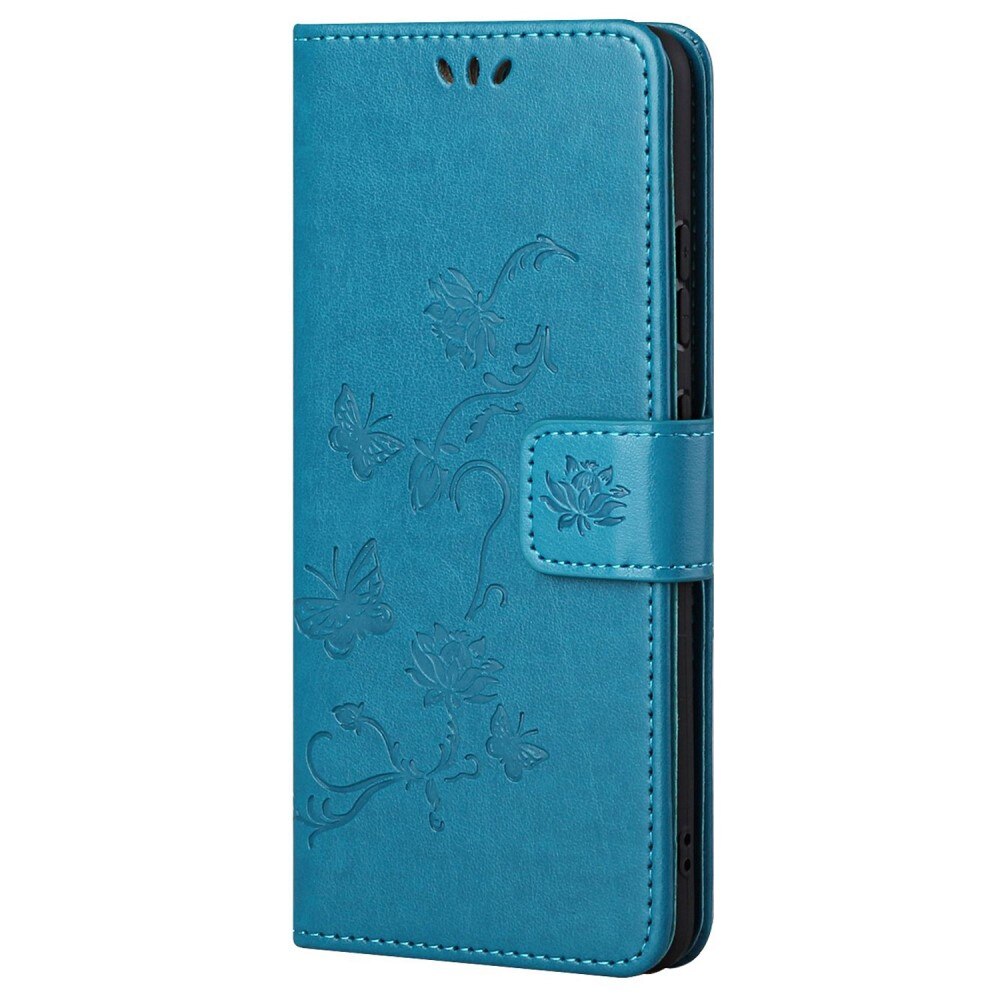 Motorola Moto G52 Leather Cover Imprinted Butterflies Blue