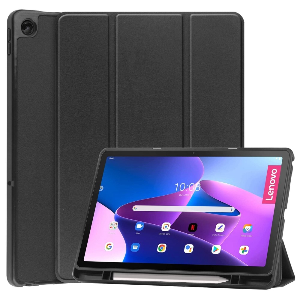 Lenovo M10 Plus (3rd gen) Tri-Fold Cover w. Pen-holder Black