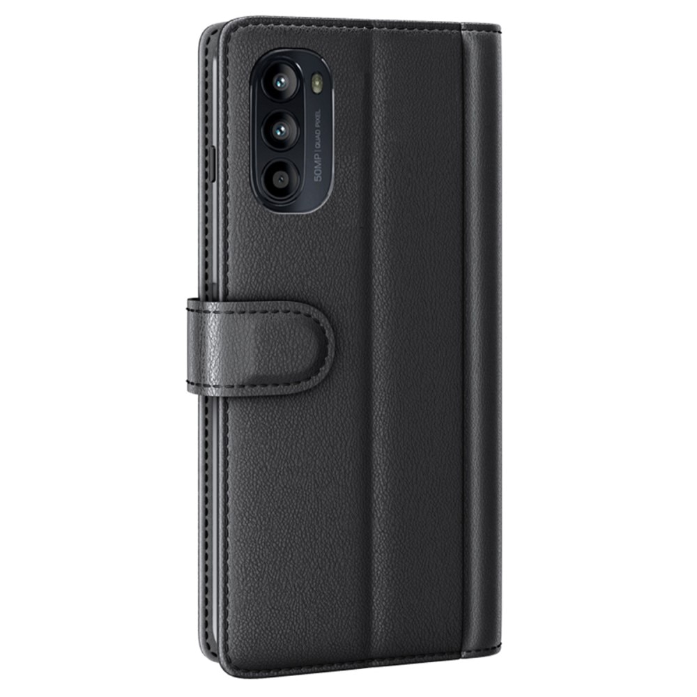 Motorola Moto G52 Genuine Leather Wallet Case Black