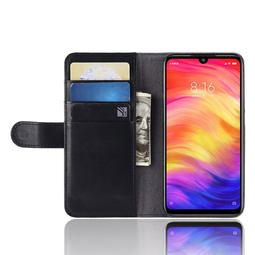 Xiaomi Redmi Note 7 Genuine Leather Wallet Case Black