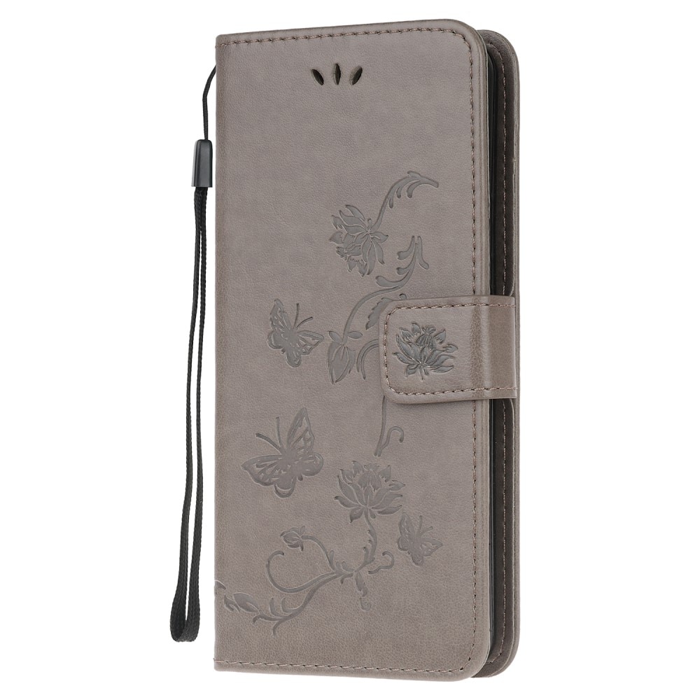 Xiaomi Redmi 9C Leather Cover Imprinted Butterflies Grey