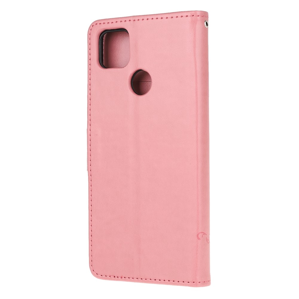 Xiaomi Redmi 9C Leather Cover Imprinted Butterflies Pink