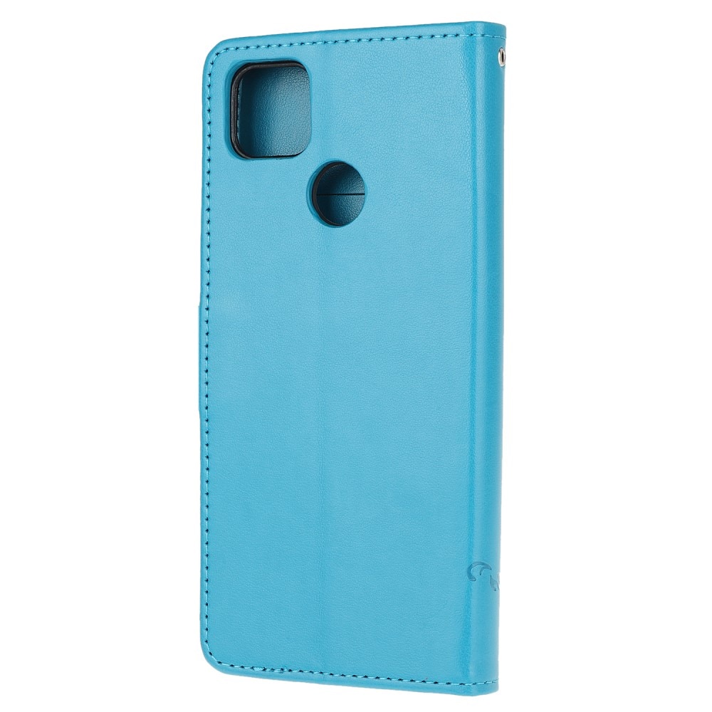 Xiaomi Redmi 9C Leather Cover Imprinted Butterflies Blue