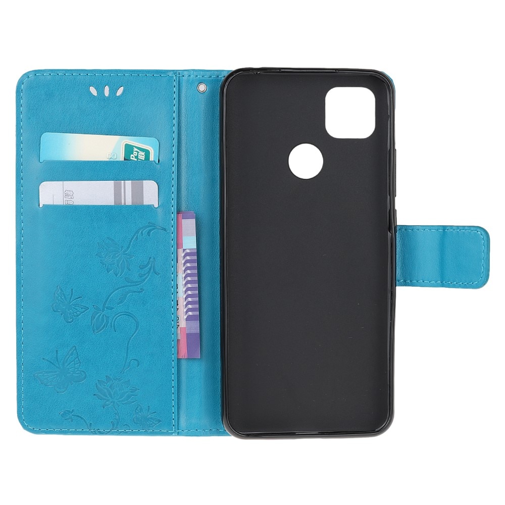 Xiaomi Redmi 9C Leather Cover Imprinted Butterflies Blue