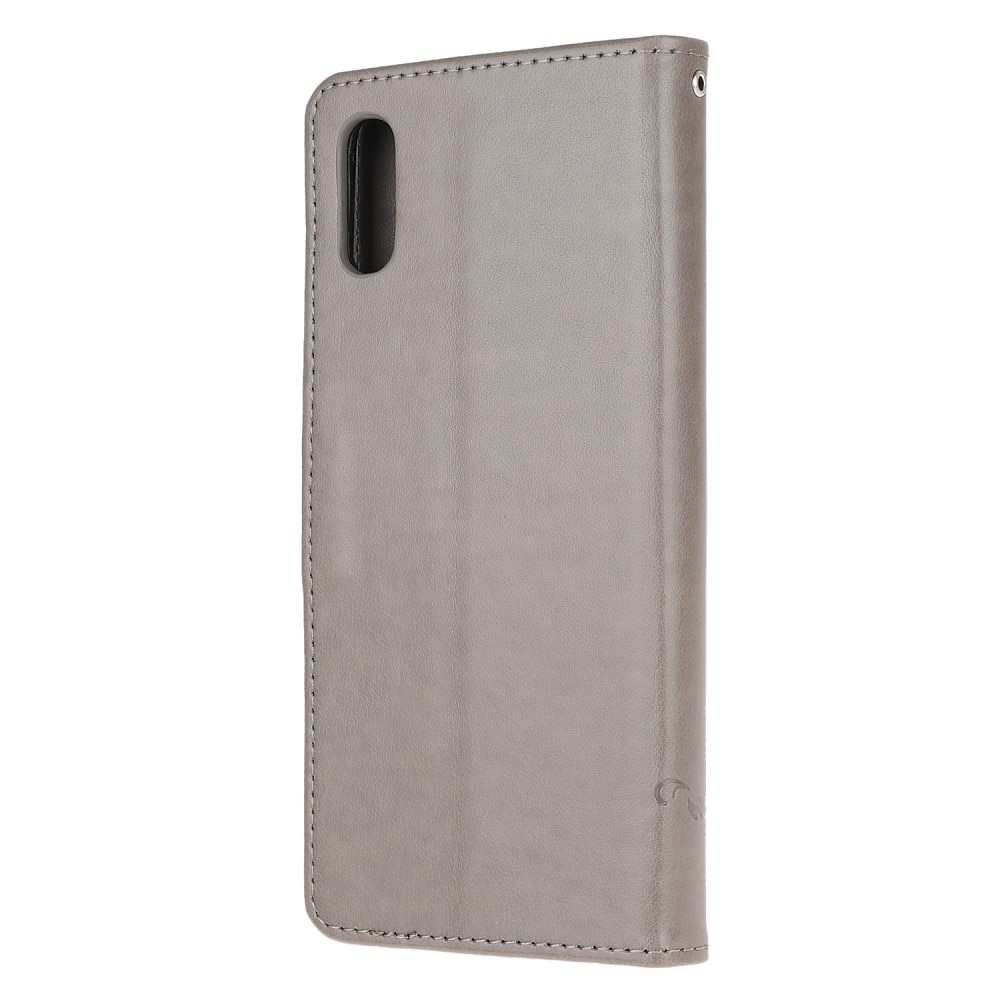 Xiaomi Redmi 9AT Leather Cover Imprinted Butterflies Grey