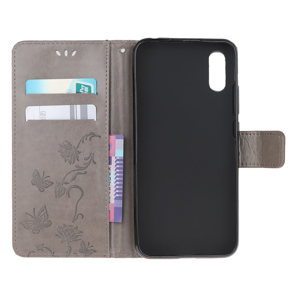 Xiaomi Redmi 9AT Leather Cover Imprinted Butterflies Grey