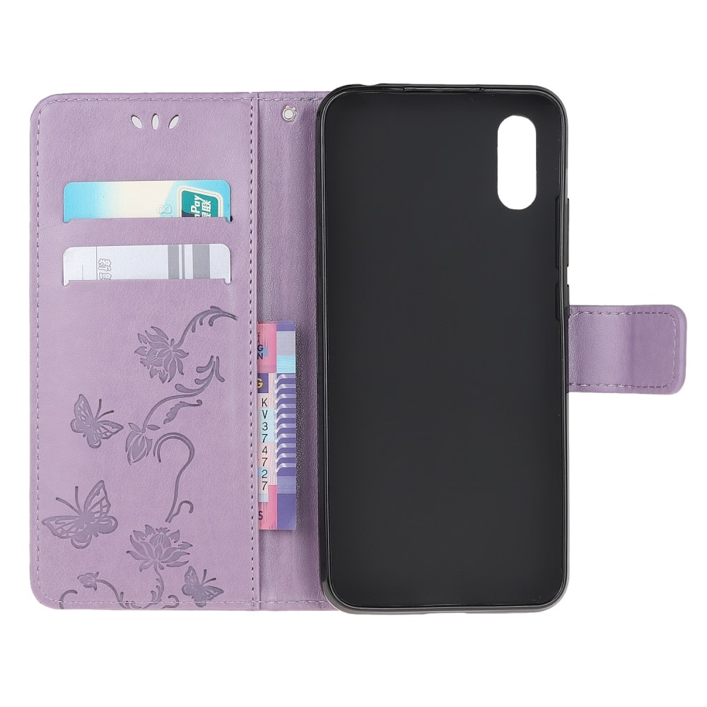 Xiaomi Redmi 9AT Leather Cover Imprinted Butterflies Purple