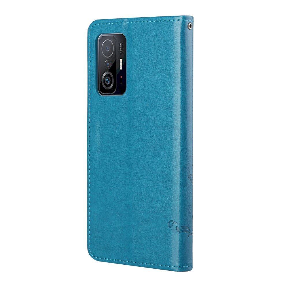 Xiaomi 11T/11T Pro Leather Cover Imprinted Butterflies Blue