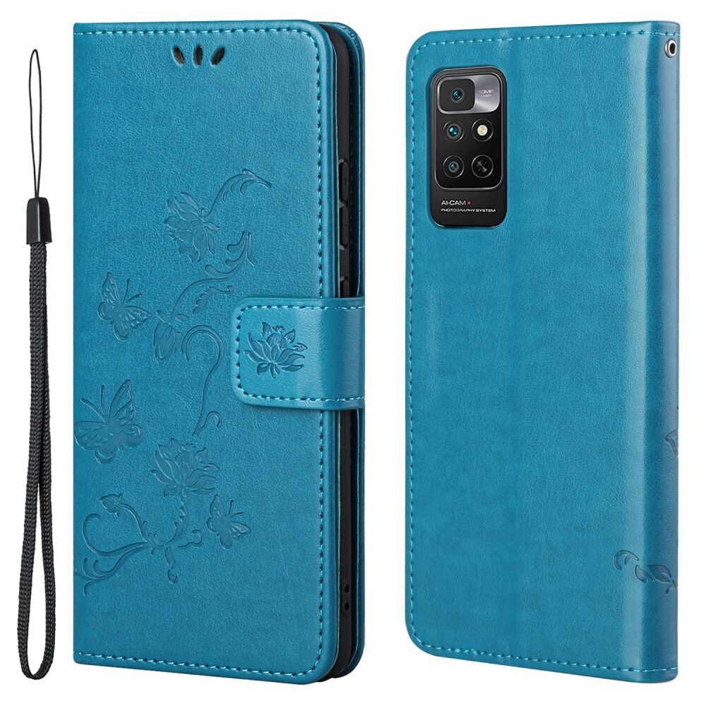 Xiaomi Redmi Note 11 Leather Cover Imprinted Butterflies Blue