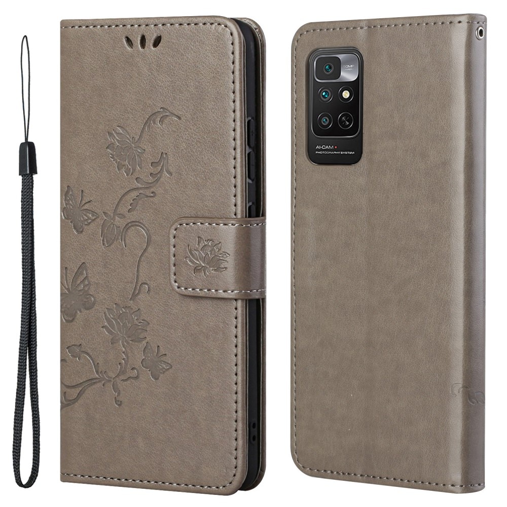 Xiaomi Redmi Note 11 Leather Cover Imprinted Butterflies Grey