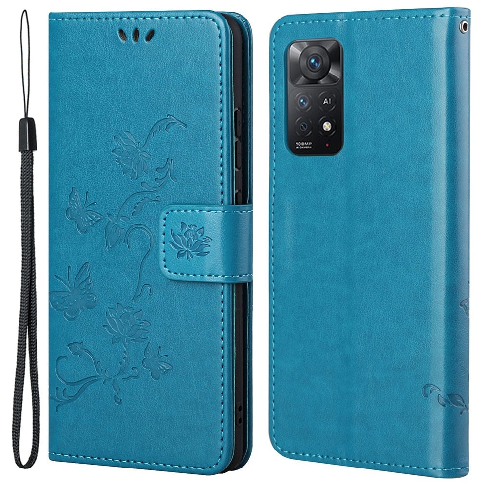Xiaomi Redmi Note 11 Pro Leather Cover Imprinted Butterflies Blue