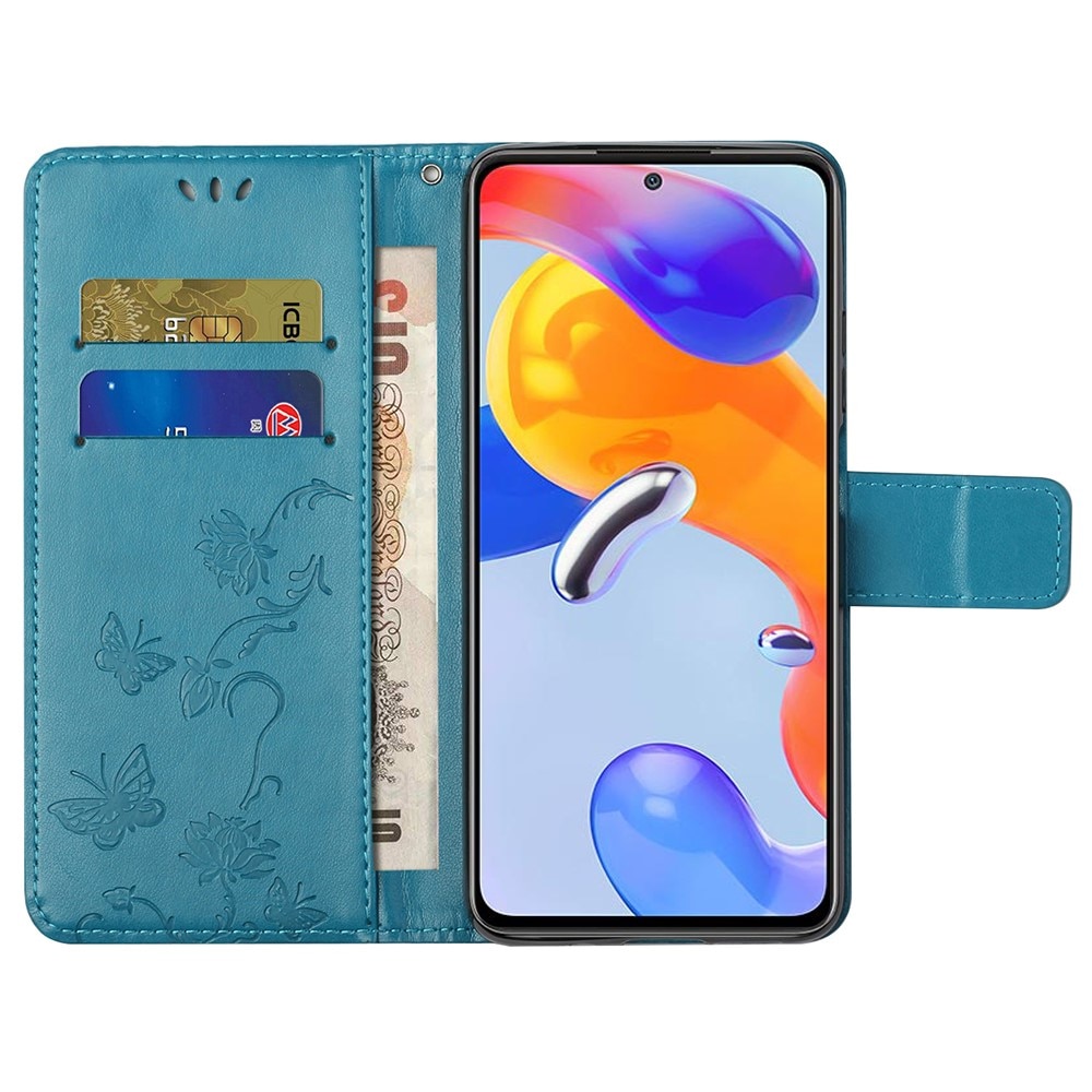 Xiaomi Redmi Note 11 Pro Leather Cover Imprinted Butterflies Blue