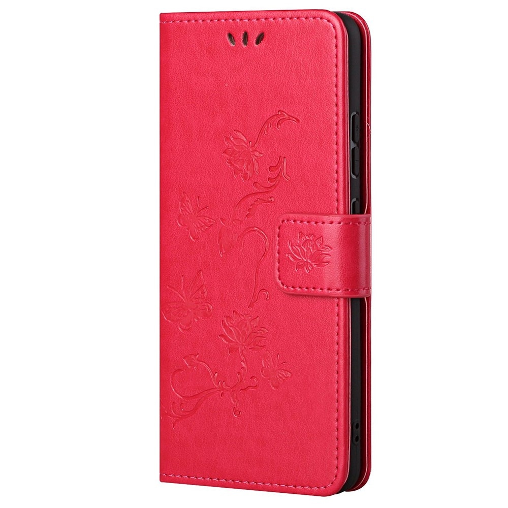 Xiaomi Redmi Note 11 Pro Leather Cover Imprinted Butterflies Red