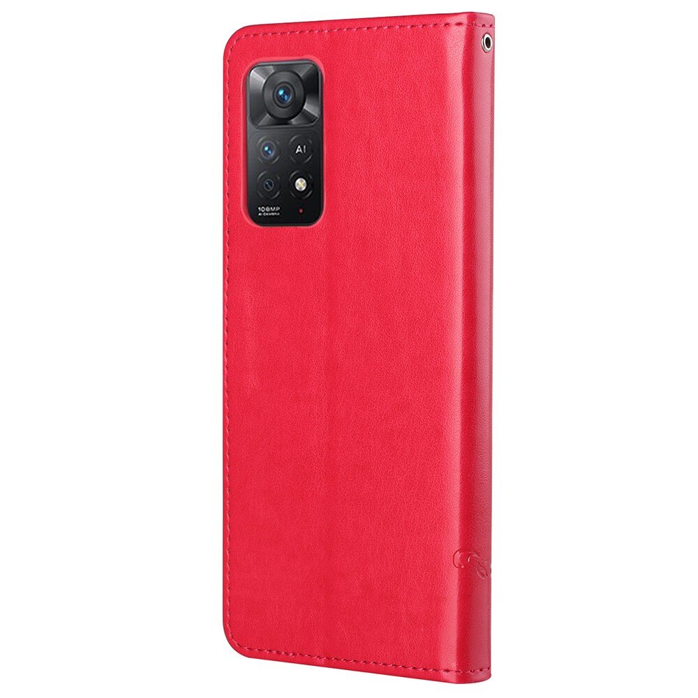 Xiaomi Redmi Note 11 Pro Leather Cover Imprinted Butterflies Red