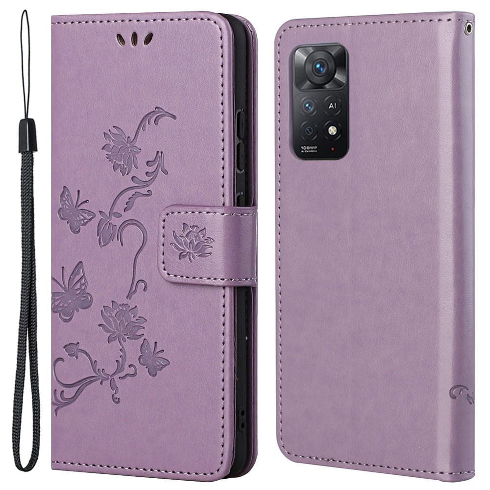 Xiaomi Redmi Note 11 Pro Leather Cover Imprinted Butterflies Purple
