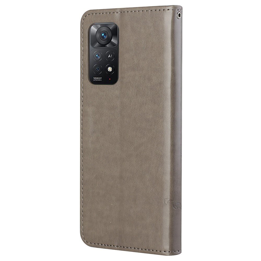 Xiaomi Redmi Note 11 Pro Leather Cover Imprinted Butterflies Grey