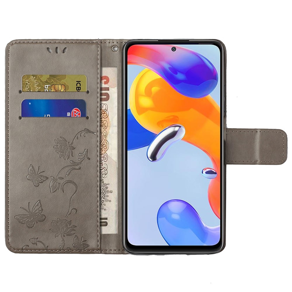 Xiaomi Redmi Note 11 Pro Leather Cover Imprinted Butterflies Grey