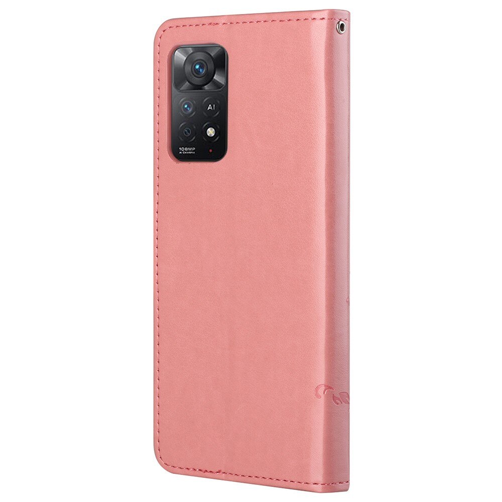 Xiaomi Redmi Note 11 Pro Leather Cover Imprinted Butterflies Pink