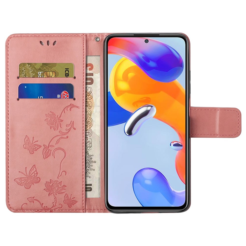 Xiaomi Redmi Note 11 Pro Leather Cover Imprinted Butterflies Pink