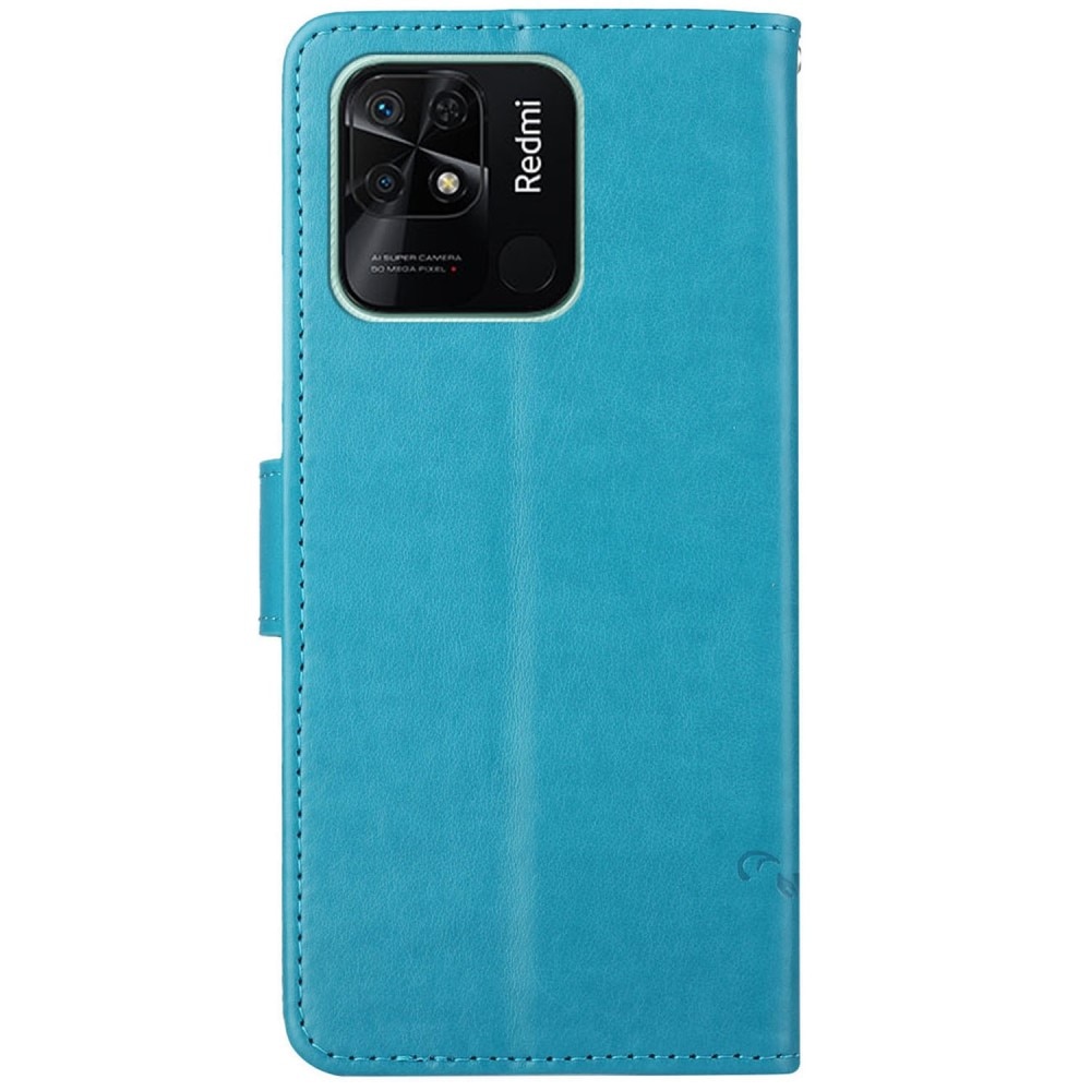 Xiaomi Redmi 10C Leather Cover Imprinted Butterflies Blue