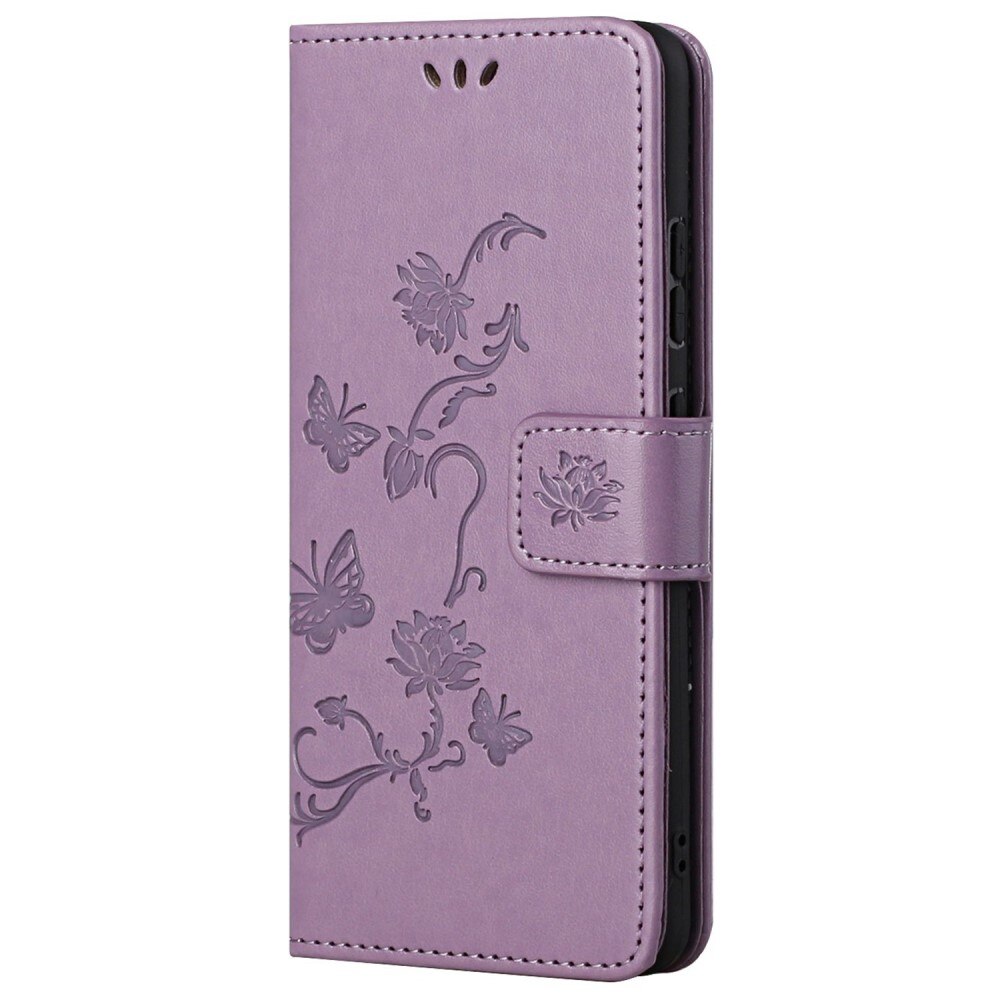 Xiaomi Redmi 10C Leather Cover Imprinted Butterflies Purple