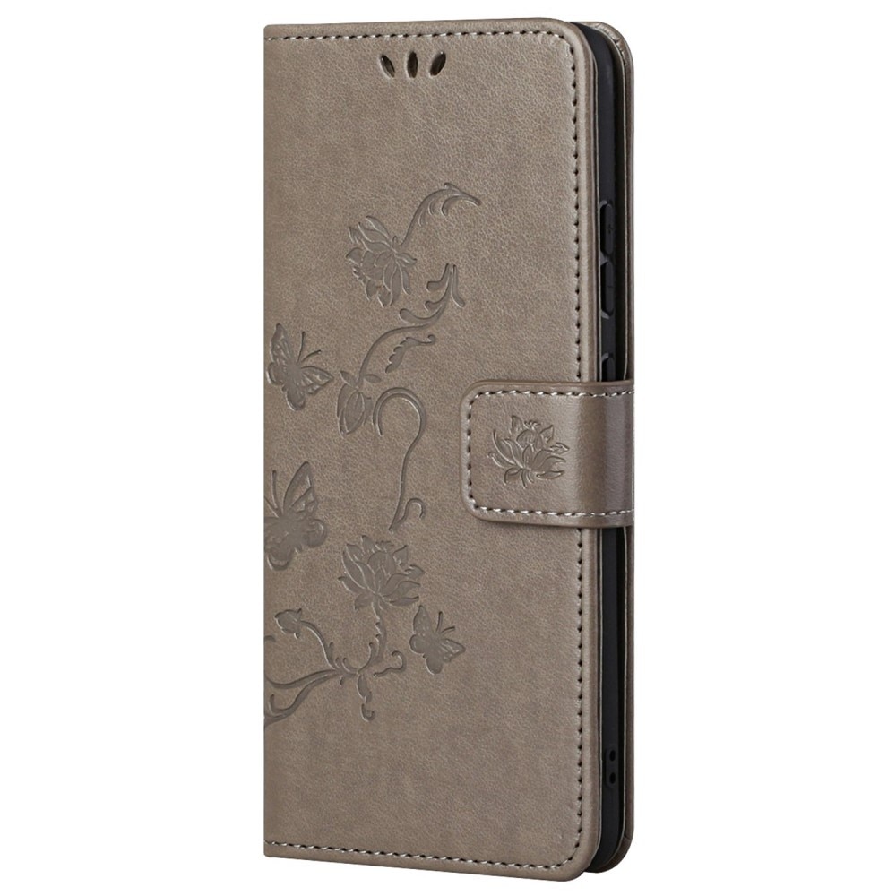 Xiaomi Redmi 10C Leather Cover Imprinted Butterflies Grey