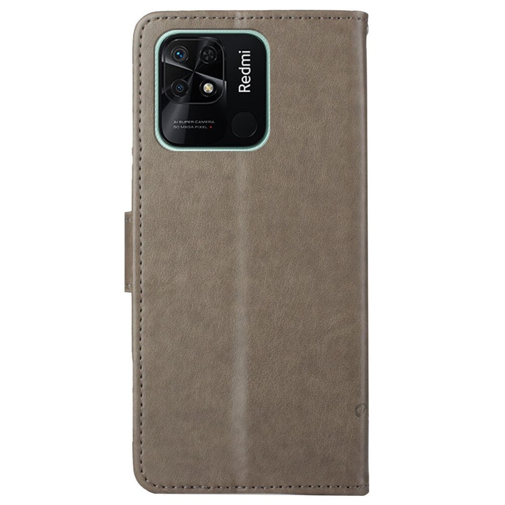 Xiaomi Redmi 10C Leather Cover Imprinted Butterflies Grey