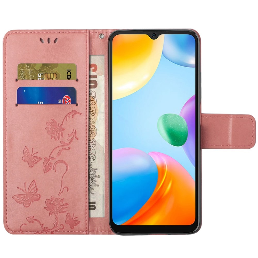 Xiaomi Redmi 10C Leather Cover Imprinted Butterflies Pink