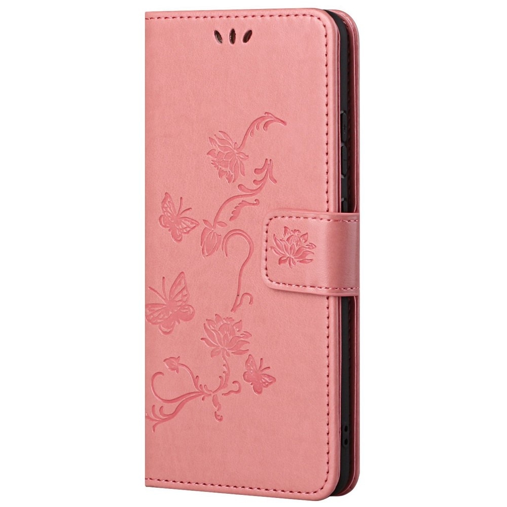 Xiaomi Redmi 10C Leather Cover Imprinted Butterflies Pink