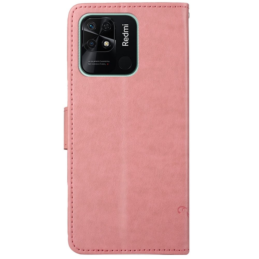 Xiaomi Redmi 10C Leather Cover Imprinted Butterflies Pink