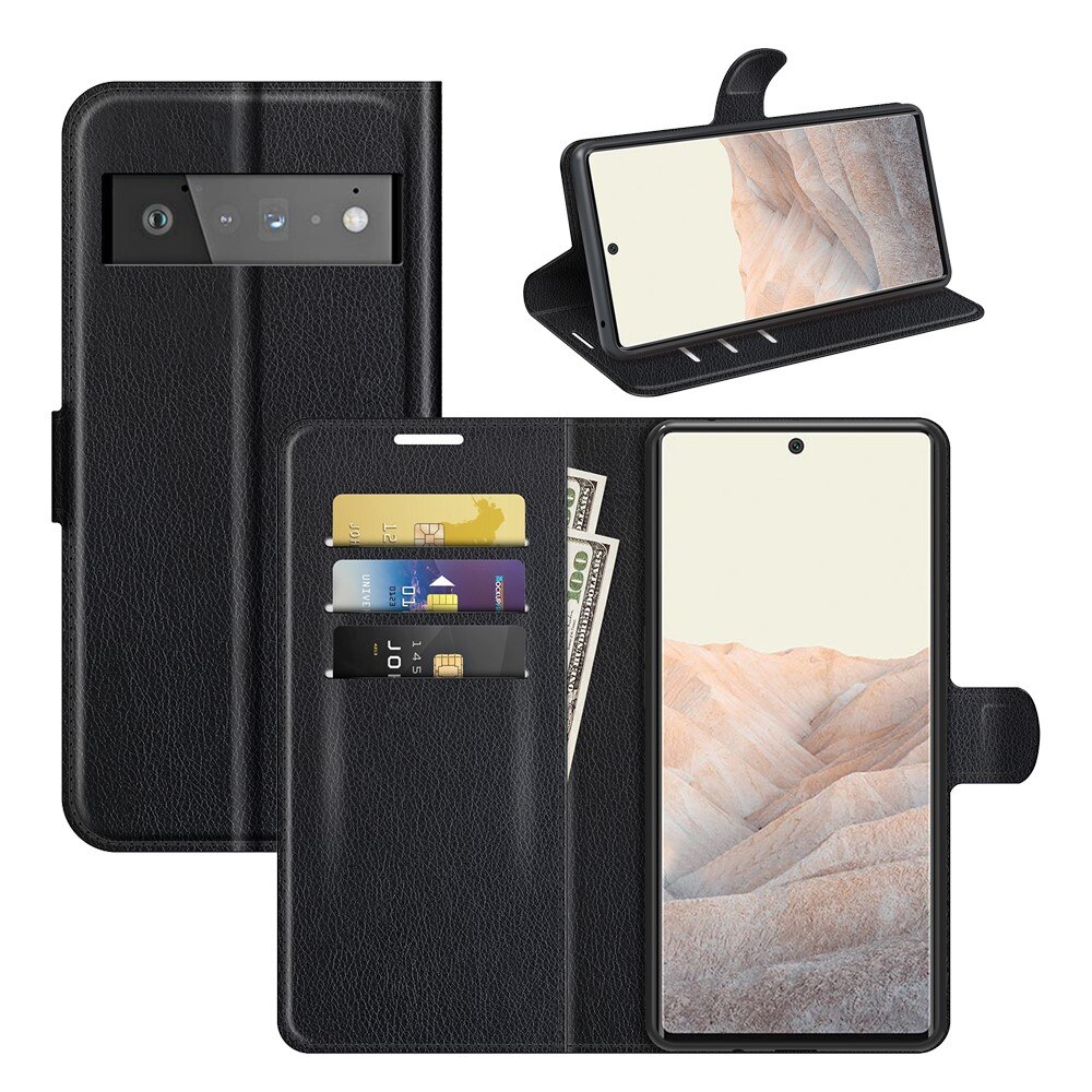 Google Pixel 6 Pro Wallet Book Cover Black