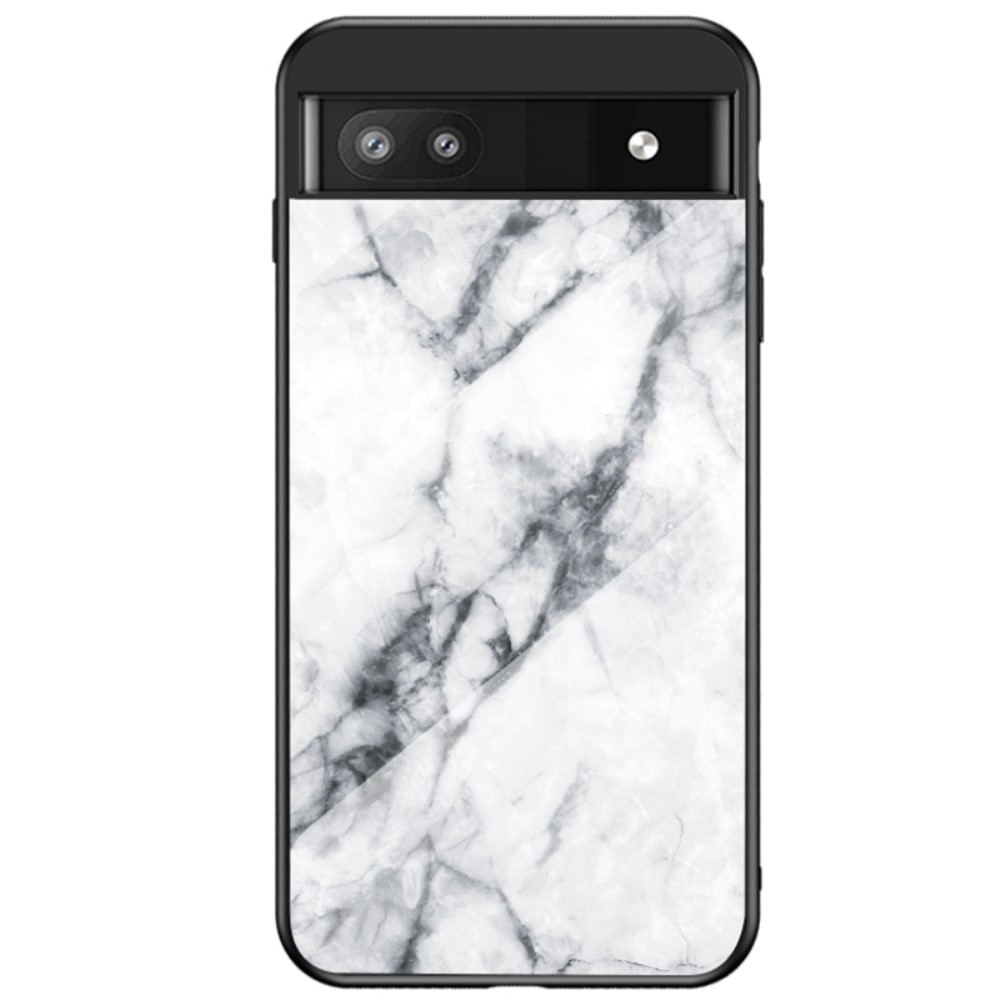 Google Pixel 6a Tempered Glass Case White Marble