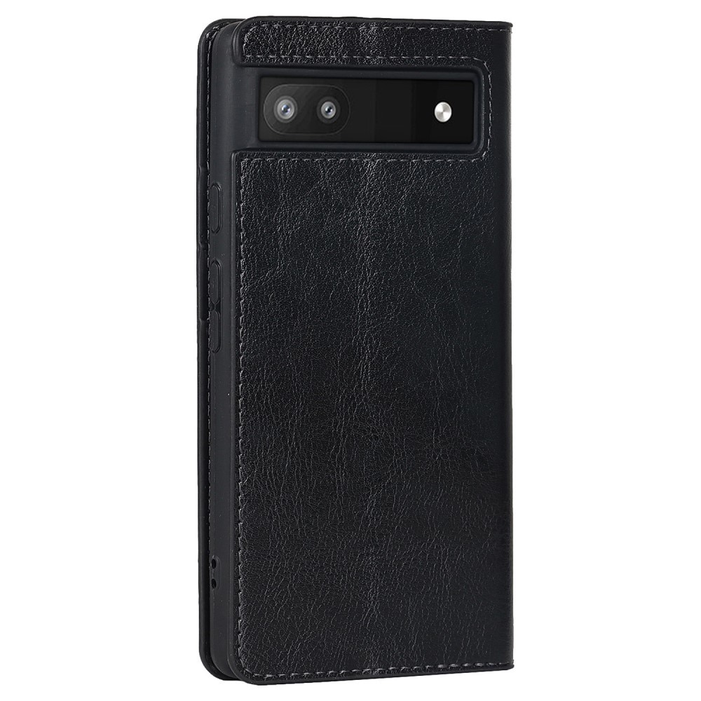Google Pixel 6a Genuine Leather Wallet Case Black