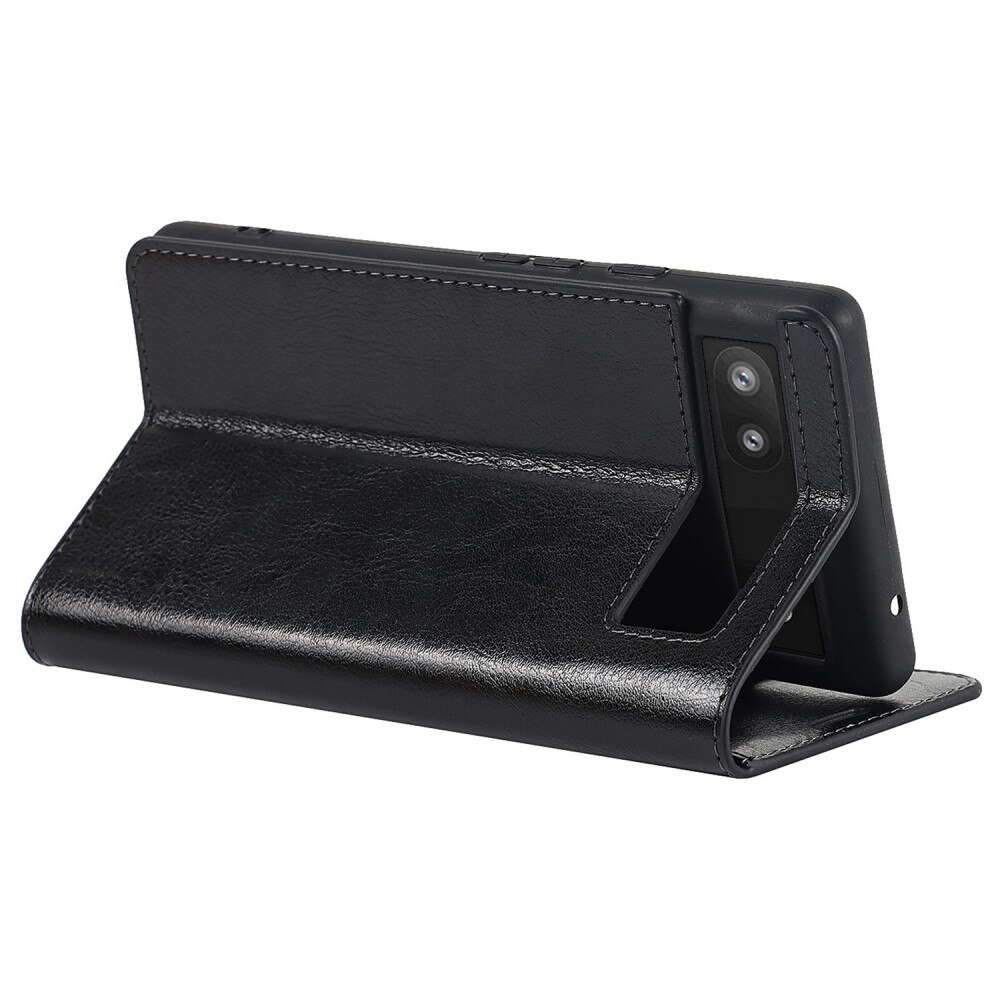 Google Pixel 6a Genuine Leather Wallet Case Black