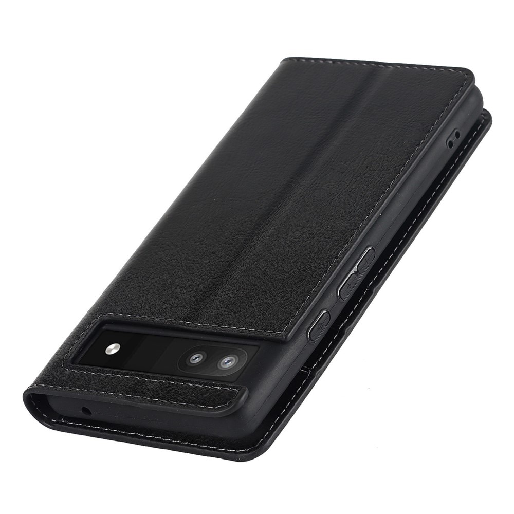 Google Pixel 6a Genuine Leather Wallet Case Black