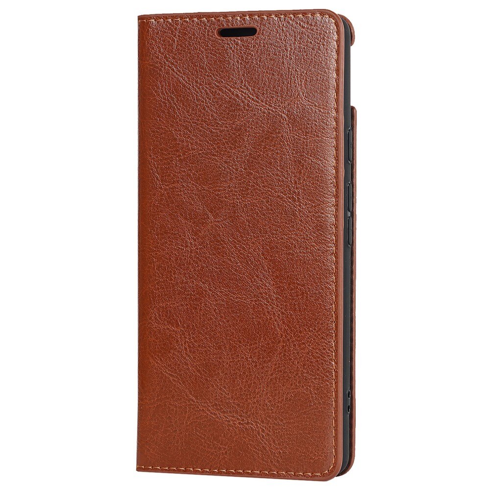 Google Pixel 6a Genuine Leather Wallet Case Brown