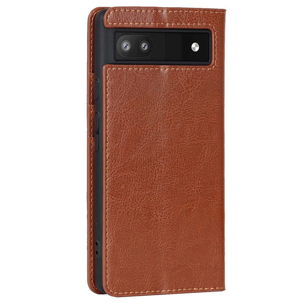 Google Pixel 6a Genuine Leather Wallet Case Brown