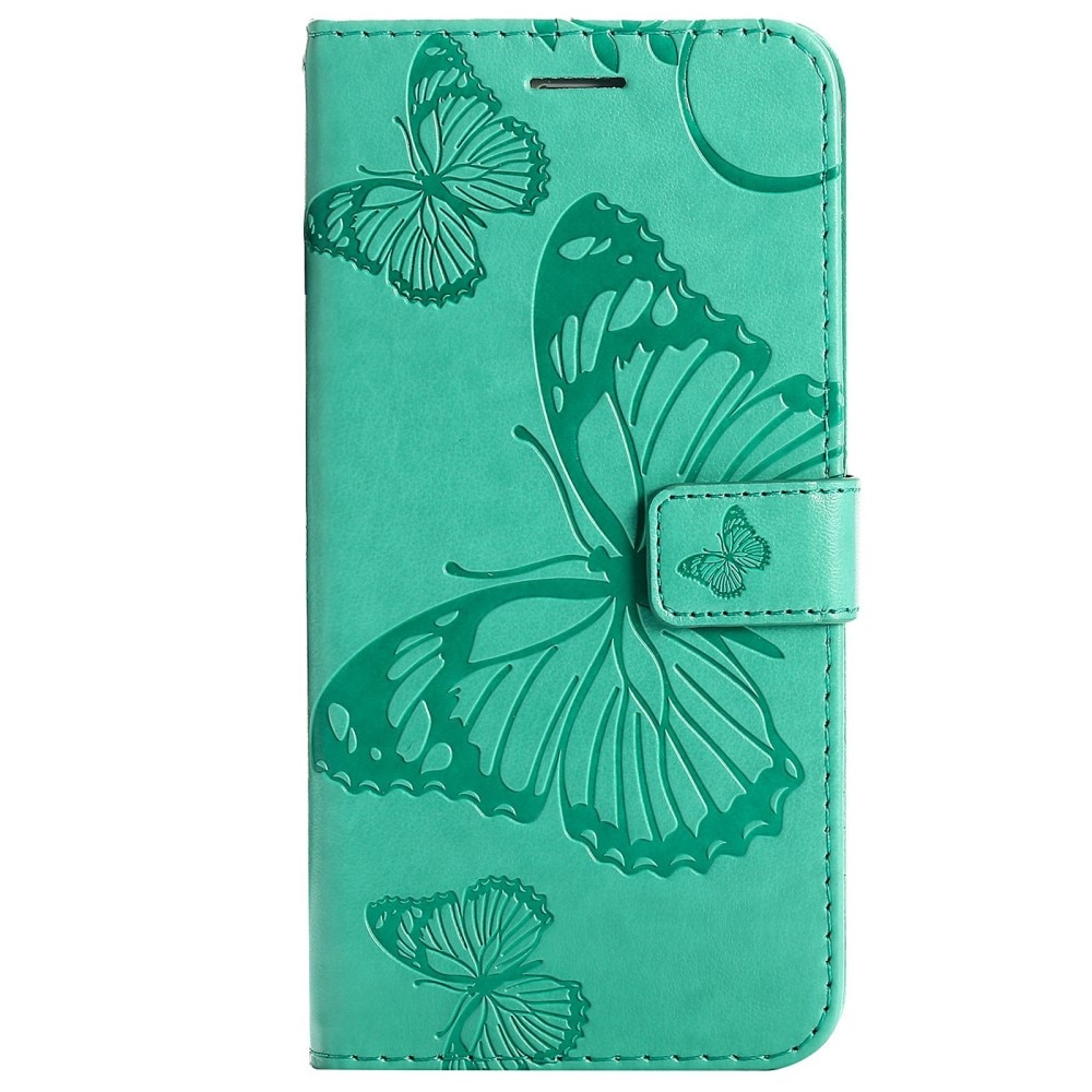 Google Pixel 7 Leather Cover Imprinted Butterflies Green