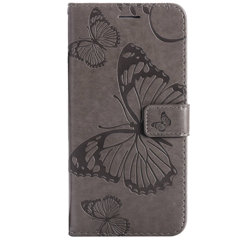 Google Pixel 7 Leather Cover Imprinted Butterflies Grey