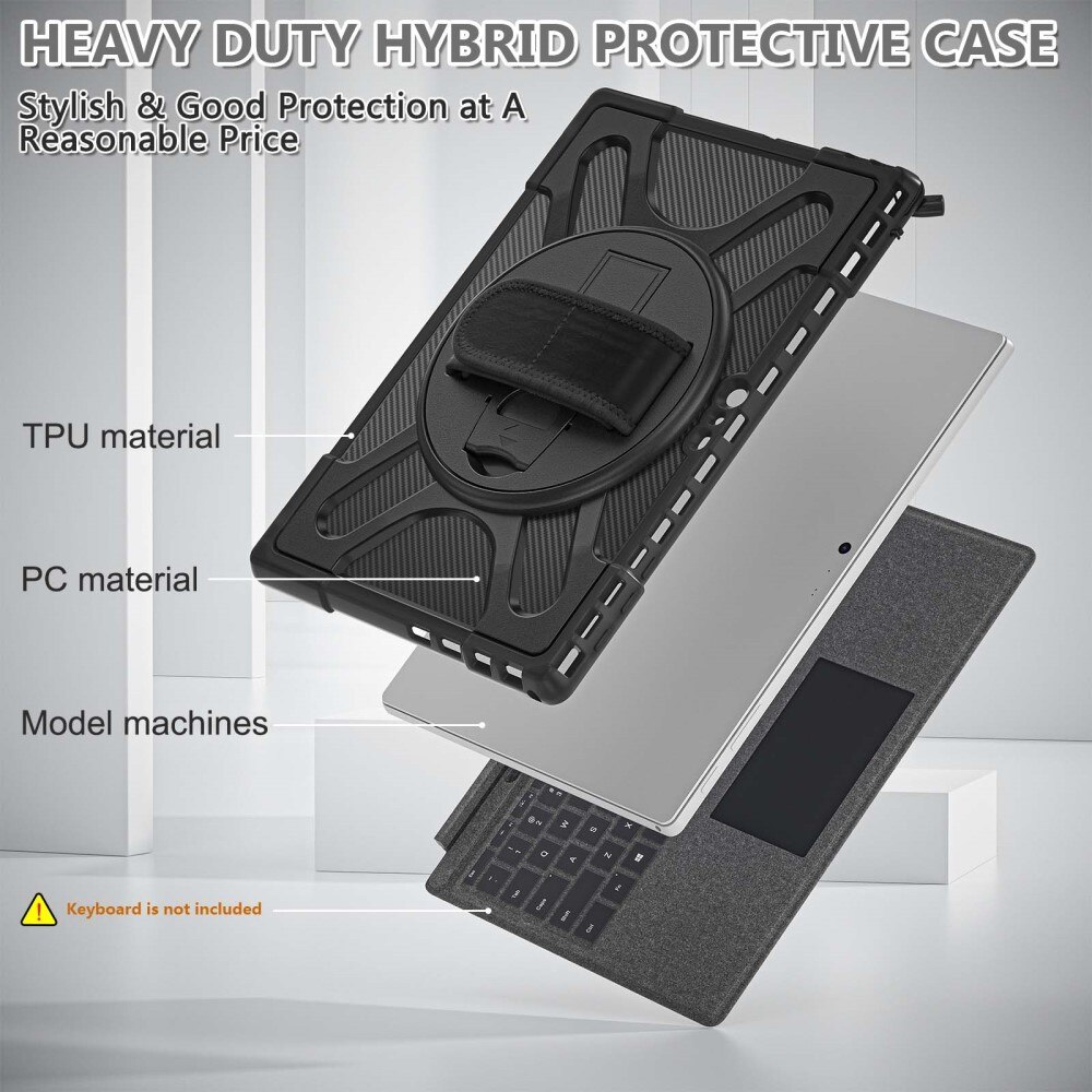 Microsoft Surface Pro 4/5/6/7/7 Plus Shockproof Hybrid Case Black