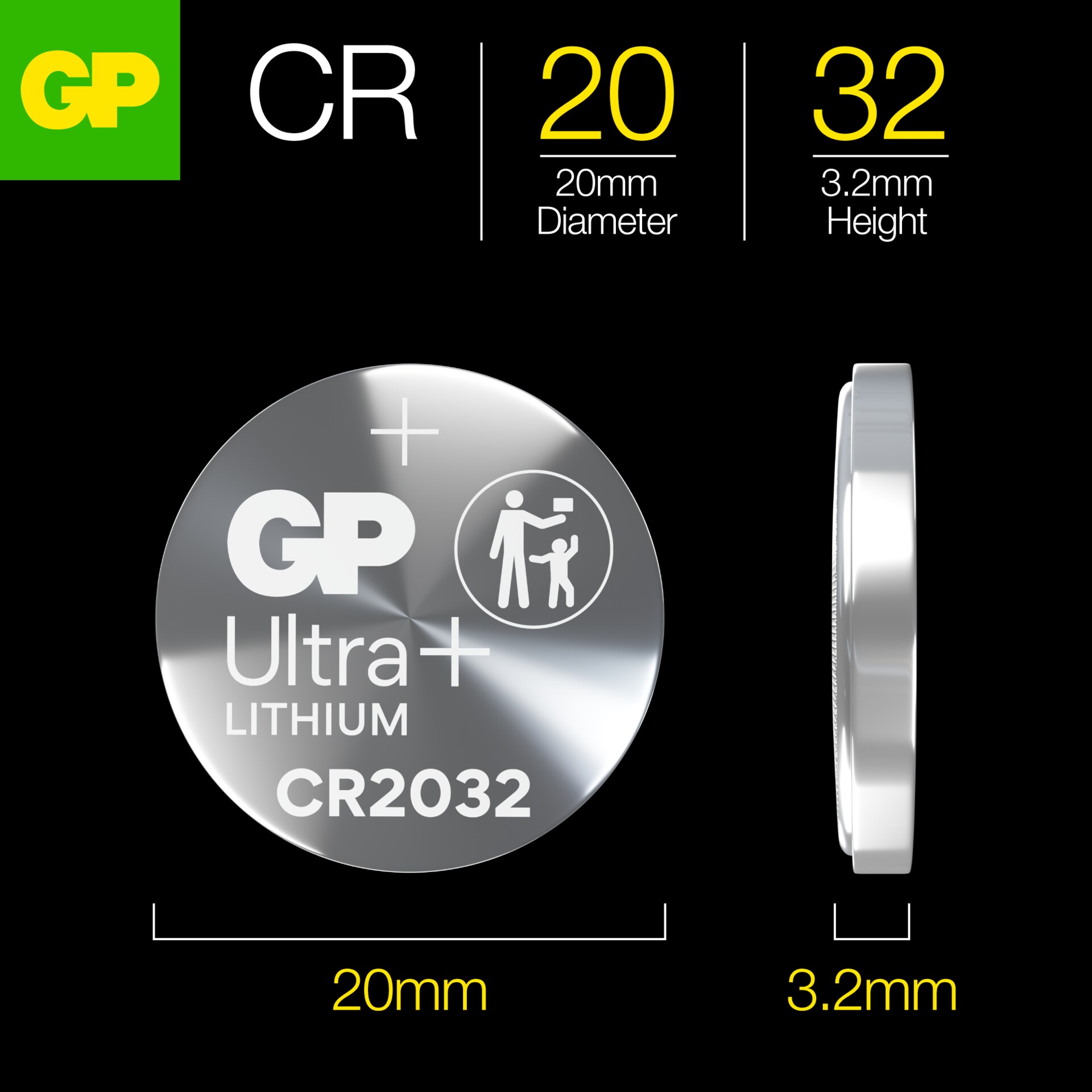 Battery Button Cell Lithium CR2032 (4-pack)