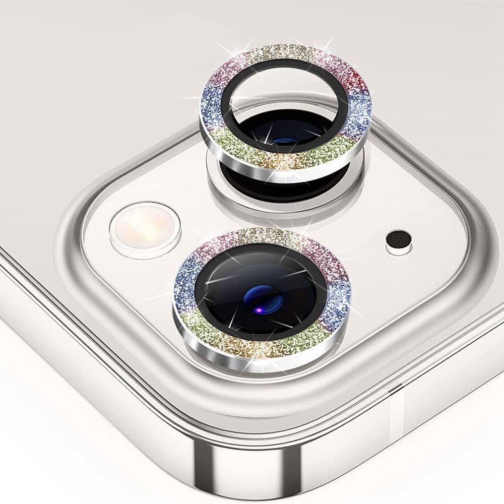 iPhone 13/13 Mini Glitter Aluminium Tempered Glass Lens Protector Rainbow